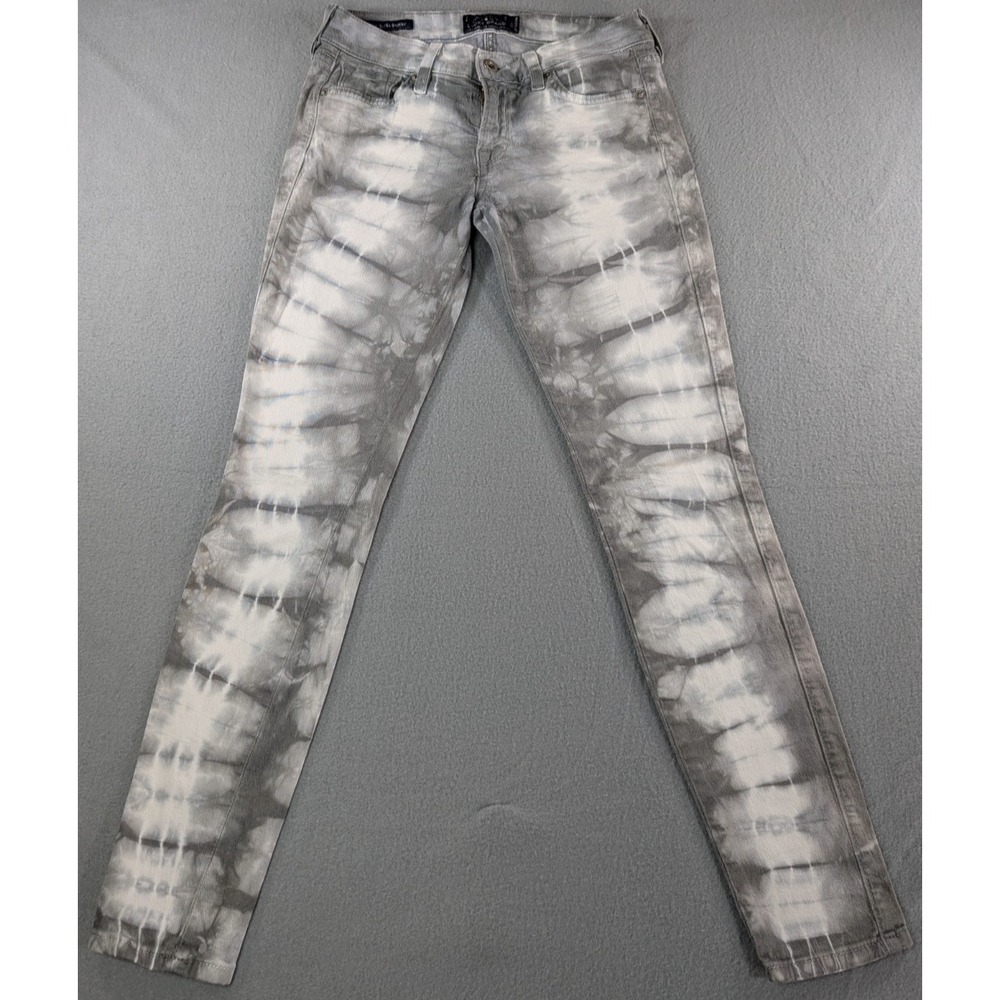 Lucky Brand Womens Charlie Super Skinny Jeans 4/27 Grey Tie Dye 7W12327